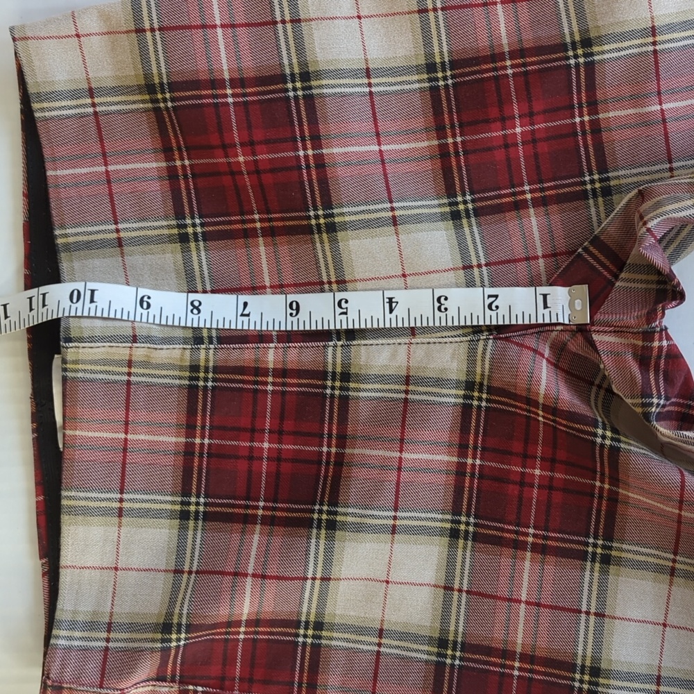 H & M Stretch Plaid Retro Pants 6 Red - Picture 13 of 14